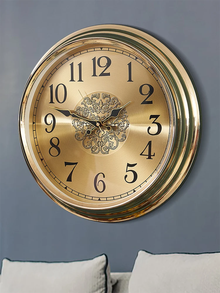 Large Luxury Wall Clocks Metal Gold Silent Wall Watches Home Decor Copper Creative Modern Wall Clock Living Room Bedroom Gift