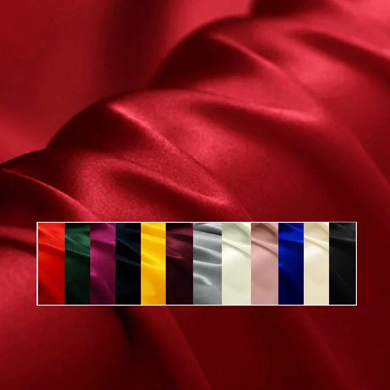 

13 Colors! 140CM Wide 40MM Solid Color Black Red White Silk Wool Satin Fabric for Autumn Winter Dress Jacket Clothes Pants F072