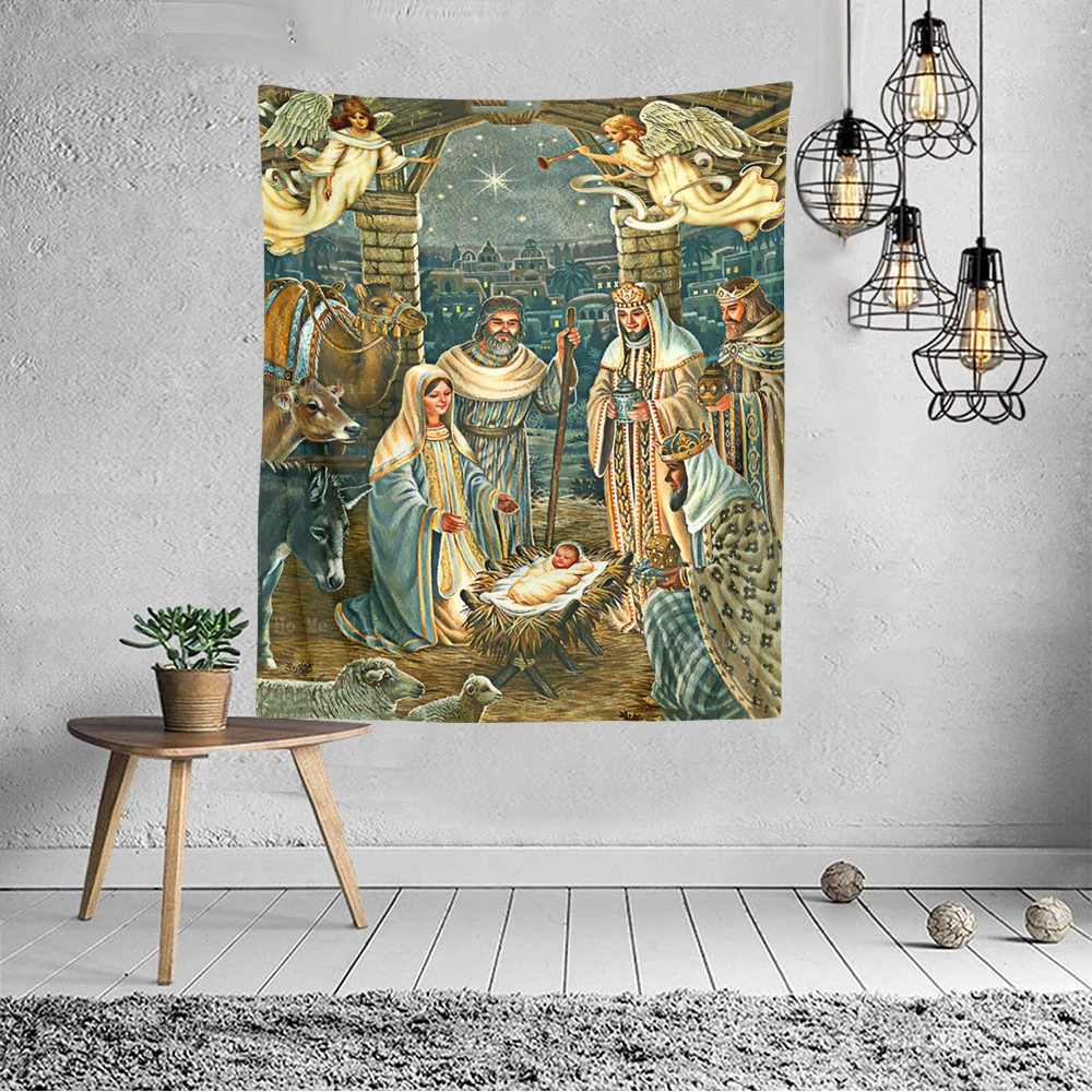 King Worshipped Virgins And Christ Nativity Scene The Martyrdom Of Saint Catherine Tapestry By Ho Me Lili For Home Decor