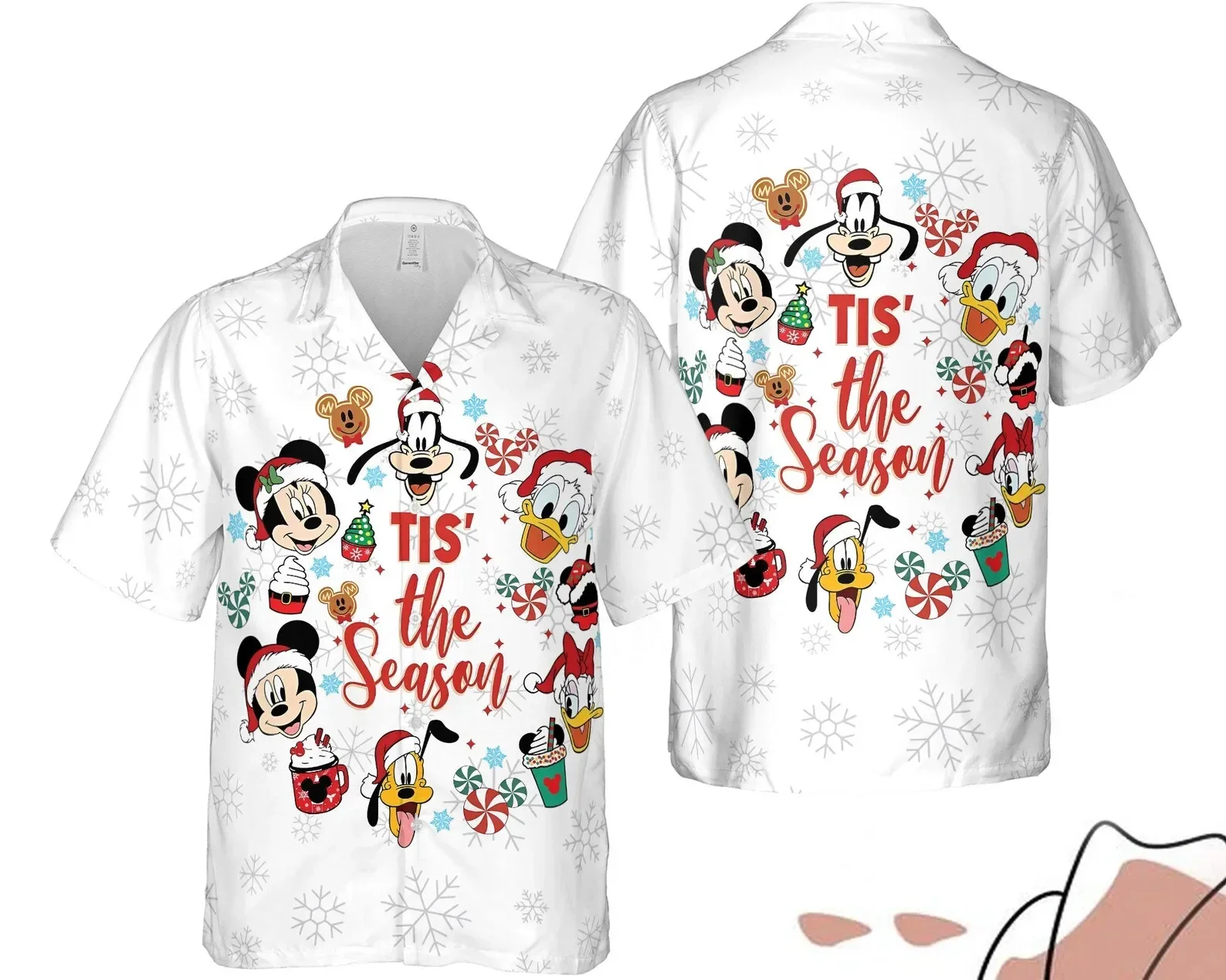 

Disney Mickey Mouse Christmas Hawaiian Shirt Casual Comfortable Beach Shirts Merry Christmas Party Hawaiian Short Sleeve Shirt