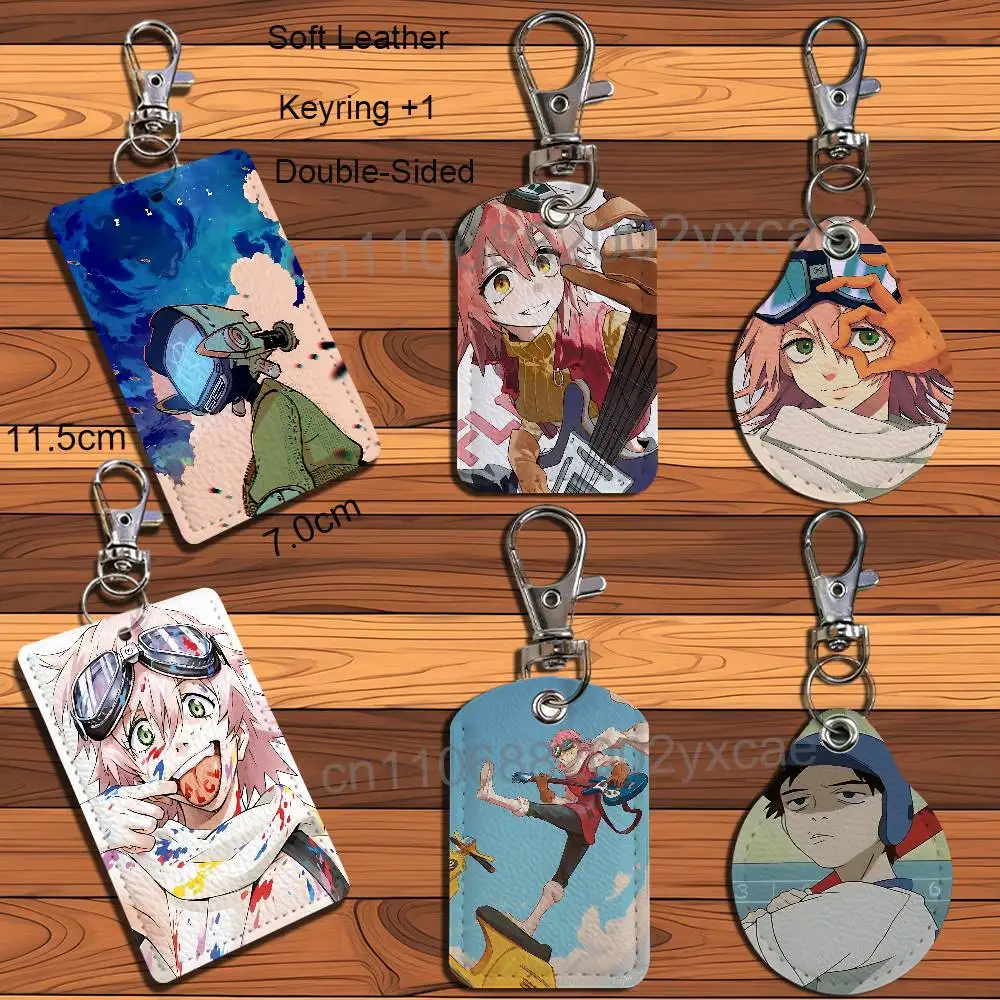

Haruko Haruhara FLCL Canti Rectangle ID Card Case Keychain Access Card Bag Key Tag Ring Leather Card Holder Key Ring Access