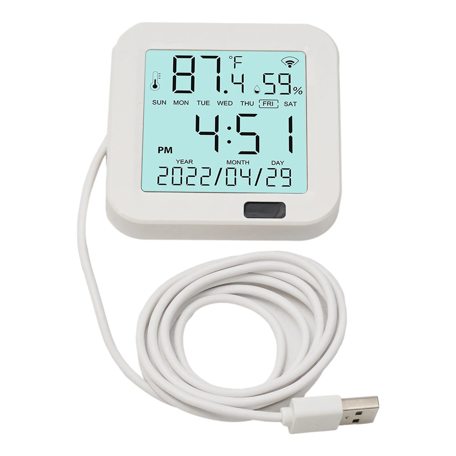 For Tuya WiFi Room Thermometer With LCD Screen Smart Thermometer And Hygrometer Humidity Sensor Charged By USB Adapter