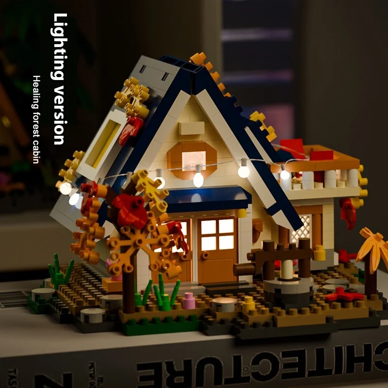 Bos Boomhuis Straatscène Verlichte versie Miniatuurarchitectuur Set Diy 3D Puzzel Cottage Desktop Decoratief cadeau