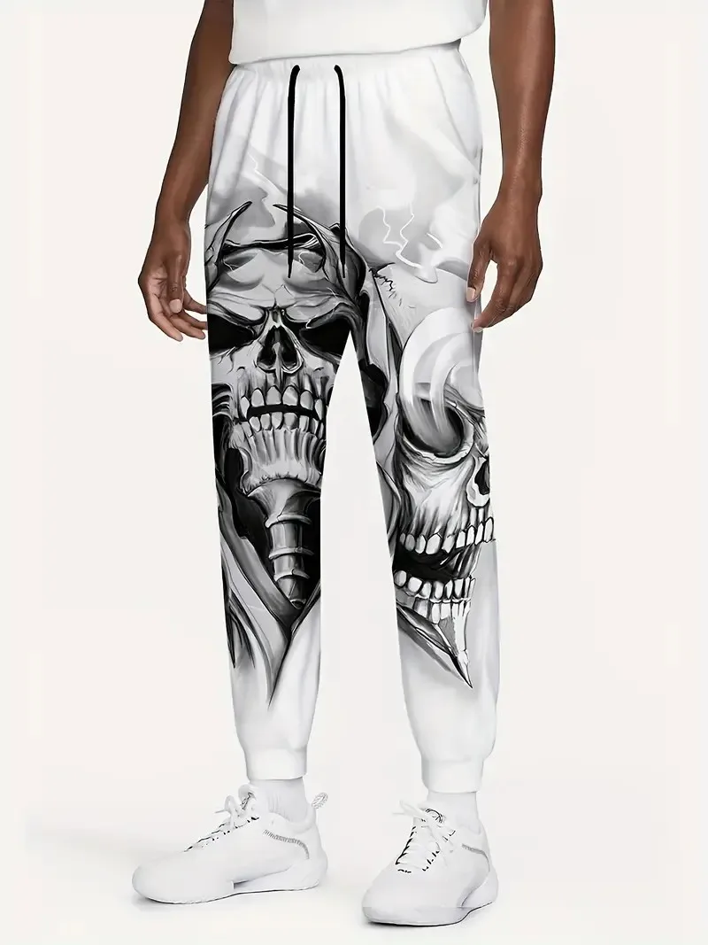 

The new men's trousers for Spring and Autumn 2025 feature a casual fashionable and comfortable 3D skull pattern print