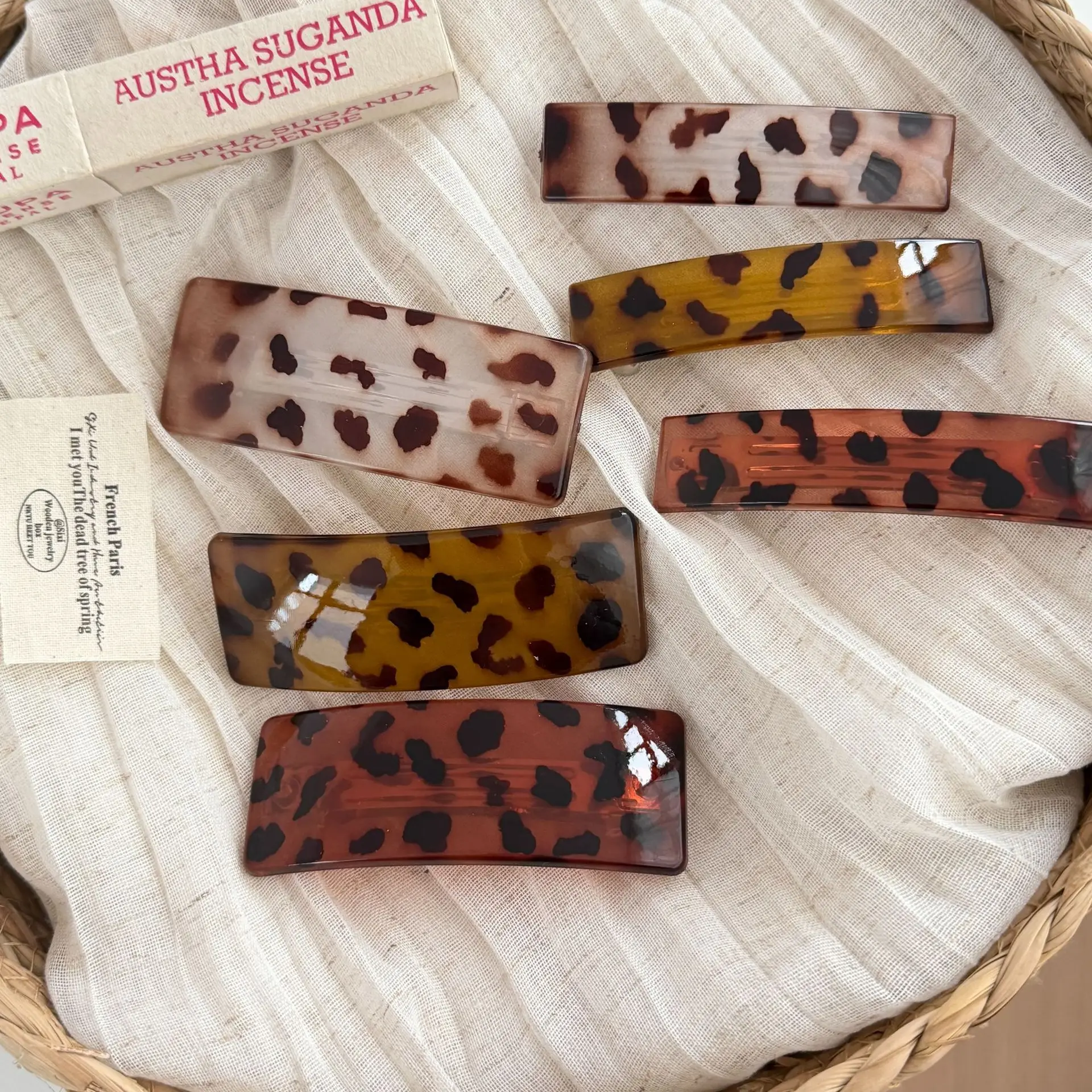 Retro Leopard Print Coffee-colored Spring Clips Simple Acrylic Acetate Hair Clips Hair Accessories For Woman Girls