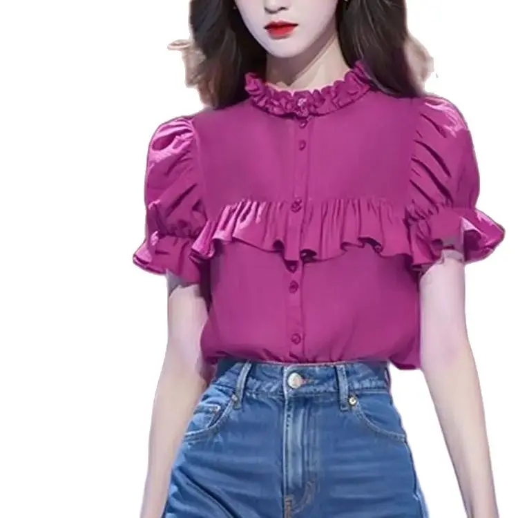 Korea Fashion Pink Shirts Ropa De Mujer Summer New Versatile Popular Unique Chic Short Sleeve E Blusas Loose Tops