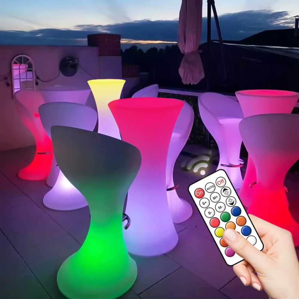 Modern Rechargeable LED Cocktail Table Light Color-Changing Party Illuminated Led Bar Table For Mall Nightclub Furniture Decor