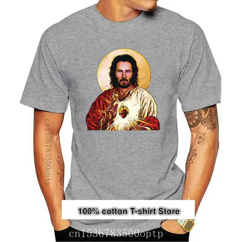 Camisetas divertidas de dibujo de fuego para hombre, Camisa de algodón de Hip-Hop, informales, de verano, Keanu Reeves, 2024