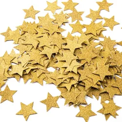 Glitter Five Stars Confetti Wedding Party Decor and Table Decor, 1.2’’ in Diameter (Glitter Gold,200pc)