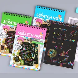 10 Sheets Fun Magic Drawing Book Toy DIY Scratch Notebook Black Cardboard Children Learning Toys Scratch Art Painting Doodle