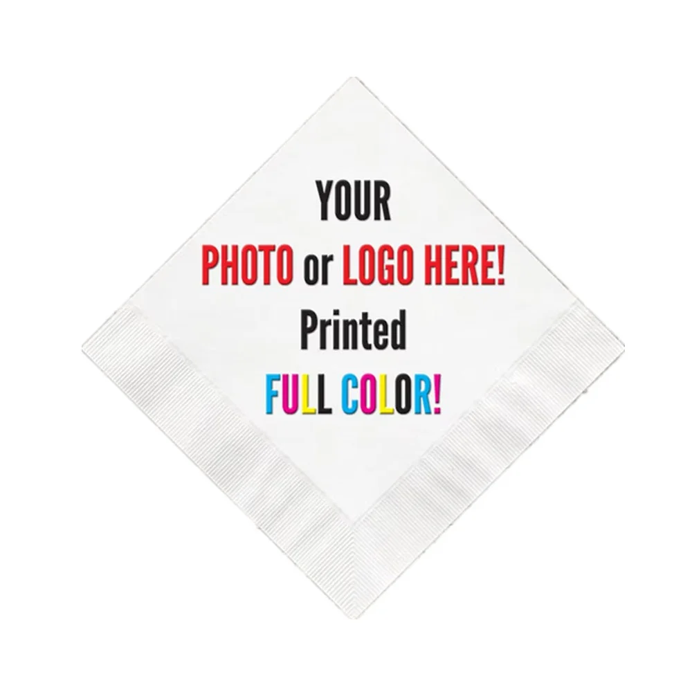 

Custom Cocktail Photo Napkins, Personalized Birthday Cocktail Napkins, Wedding Logo Napkins, Corporate Cocktail Napkins