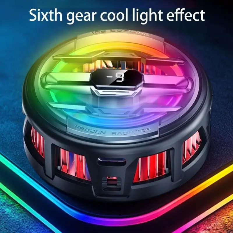Semiconductor Heat Sink Phone Cooling Fan with Light Temperature Display Cooling Heatsink 4 Gear Adjustable K1KF