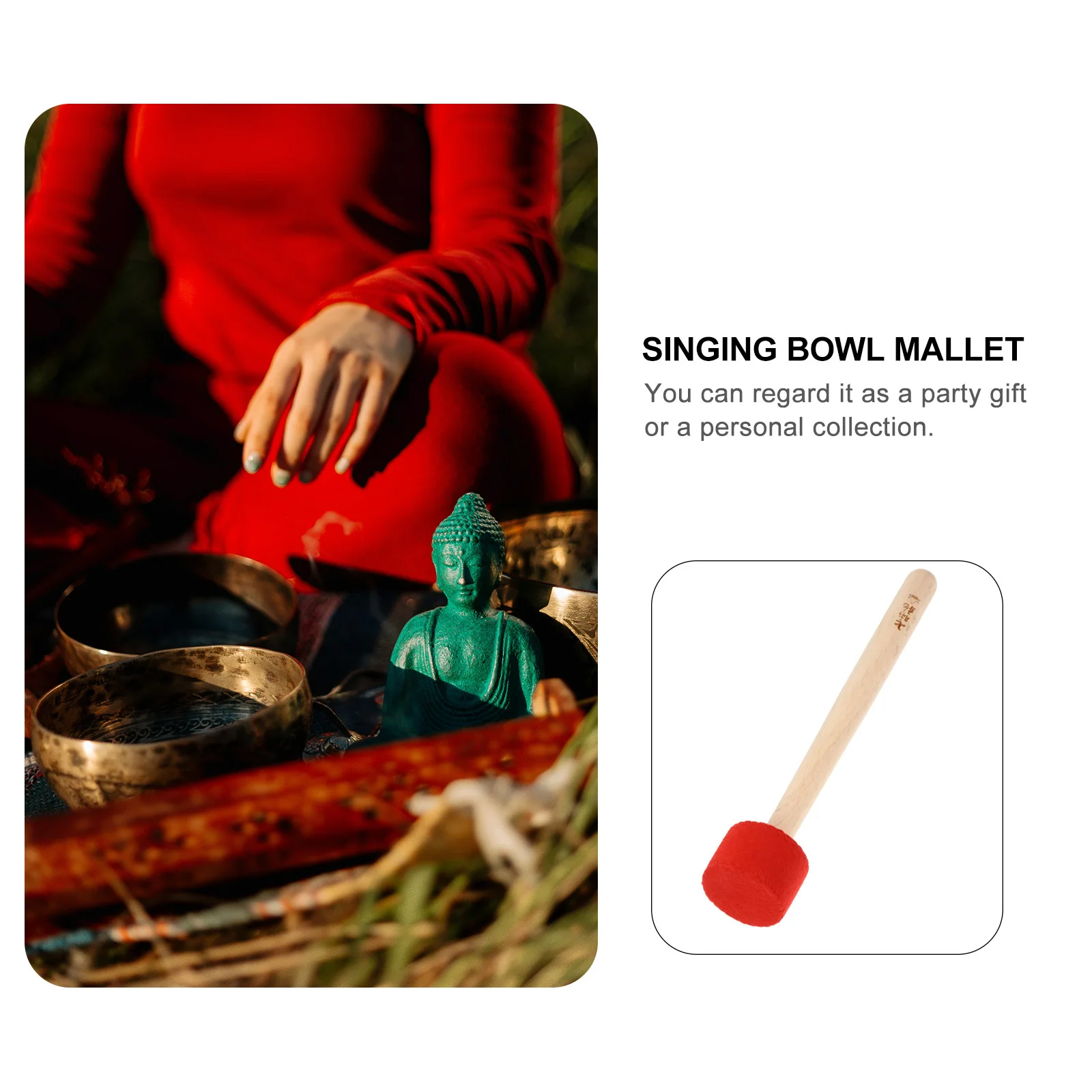 

1pc Singing Bowl Mallet Wooden Striker For Meditation Gong Use Smooth Lightweight Portable Bowl Accessory Instrument Part