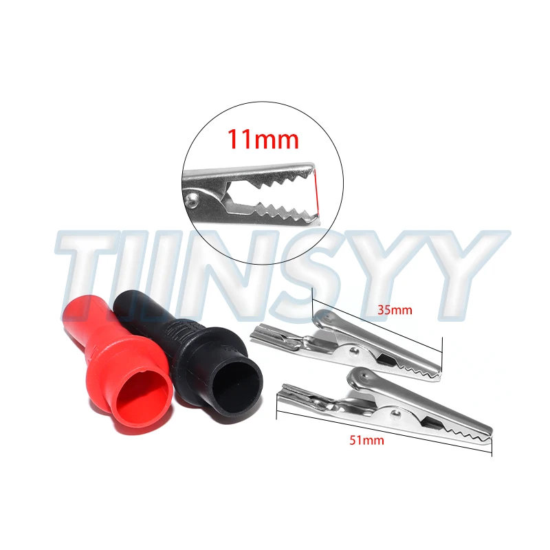 2pcs Alligator Clips Test Clip Clamp Set Red Black Wire Tips 10A 1000V Multimeter Tester Probes for AC DC Power Measurement