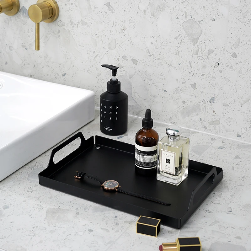 

Поднос в скандинавском стиле из кованого железа с двумя ручками, минималистичный, для хранения мелочей, ключница для прихожей, фруктовница