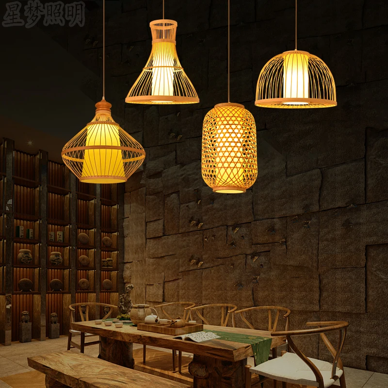 New Chinese Style Antique Creative Bamboo Lantern Tea House Restaurant Hot Pot Shop Japanese Style Retro Zen Bamboo