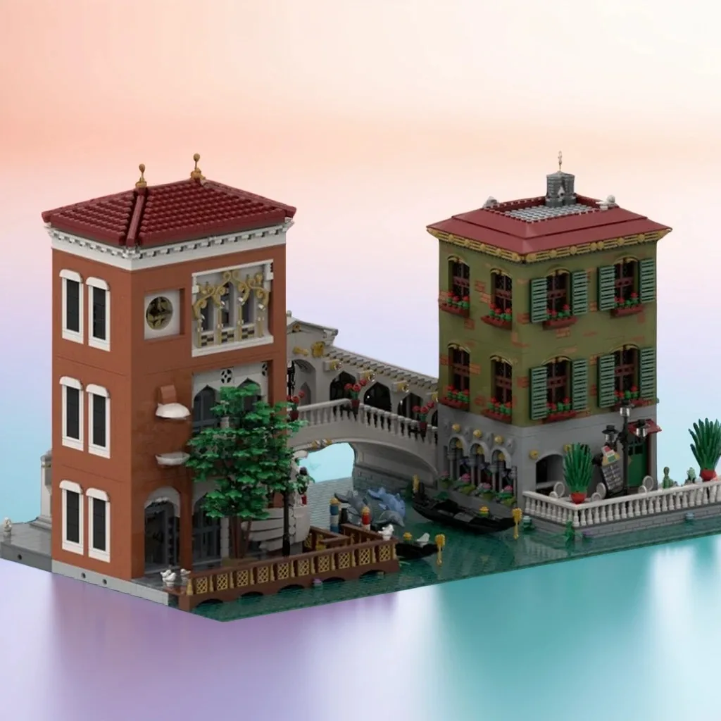 

10097 шт. MOC Canal Grande Venice DIY Строительные блоки Венеция Waterfront Съемный мост и кафе Террасы, сменная архитектура