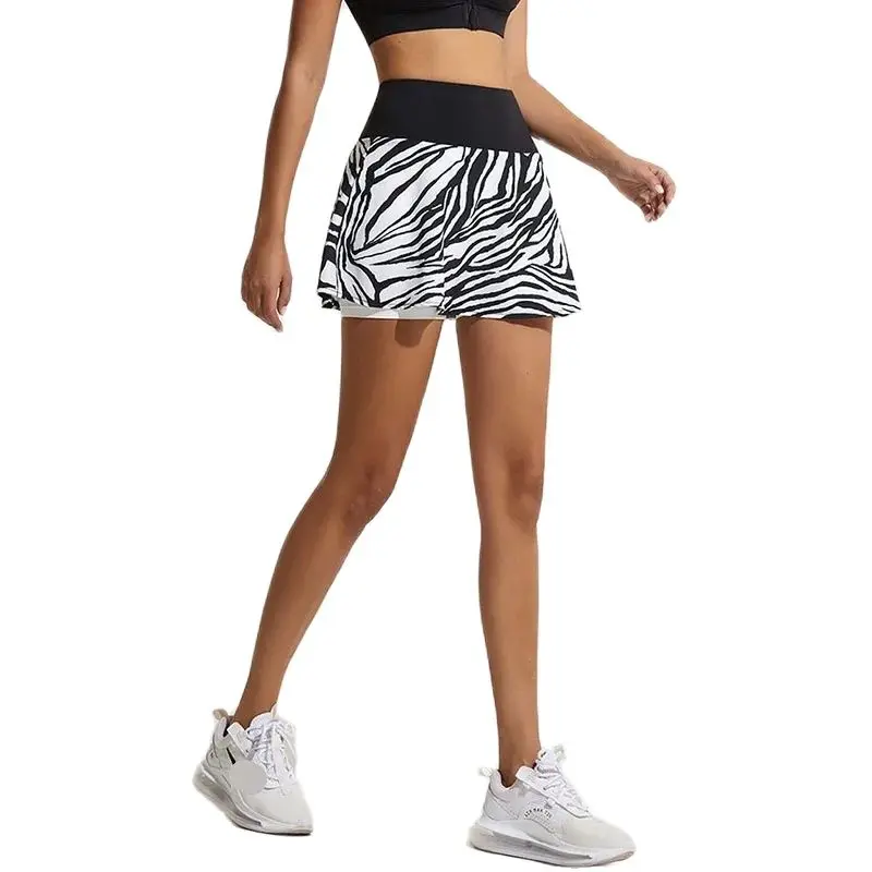 Stripes Women Sports Pants Skirt High Waist Breathable Running Exercise Short Skirt Quick Dry Tennis Skirt