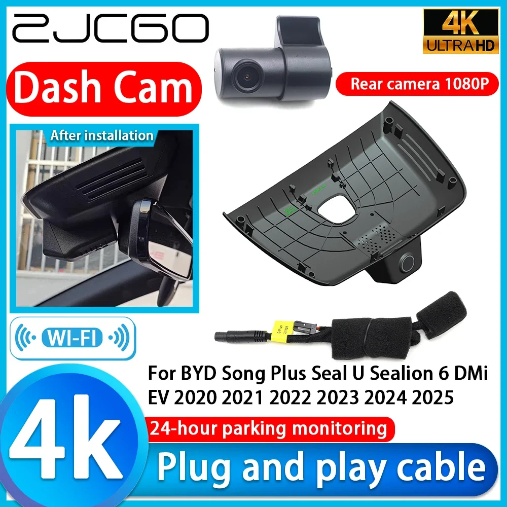 

ZJCGO Video Recorder 4K UHD Plug and Play DVR Dash Cam for BYD Song Plus Seal U Sealion 6 DMi EV 2020 2021 2022 2023 2024 2025