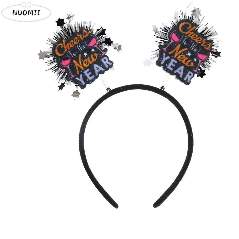

Sequin 2024 Happy New Year Headband Letter Tinsel Christmas Headpiece Music Festival Masquerade Party New Year Headdress