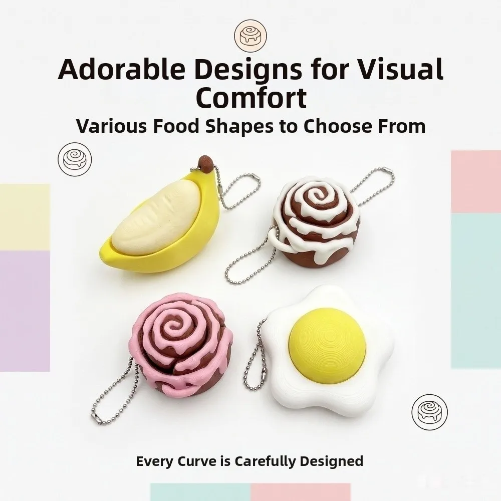 3D Printed Fidget Clicker Keychain Mechanical Click Pressable Button Sensory Fidget Toy Food Shape Food Shape Keychain