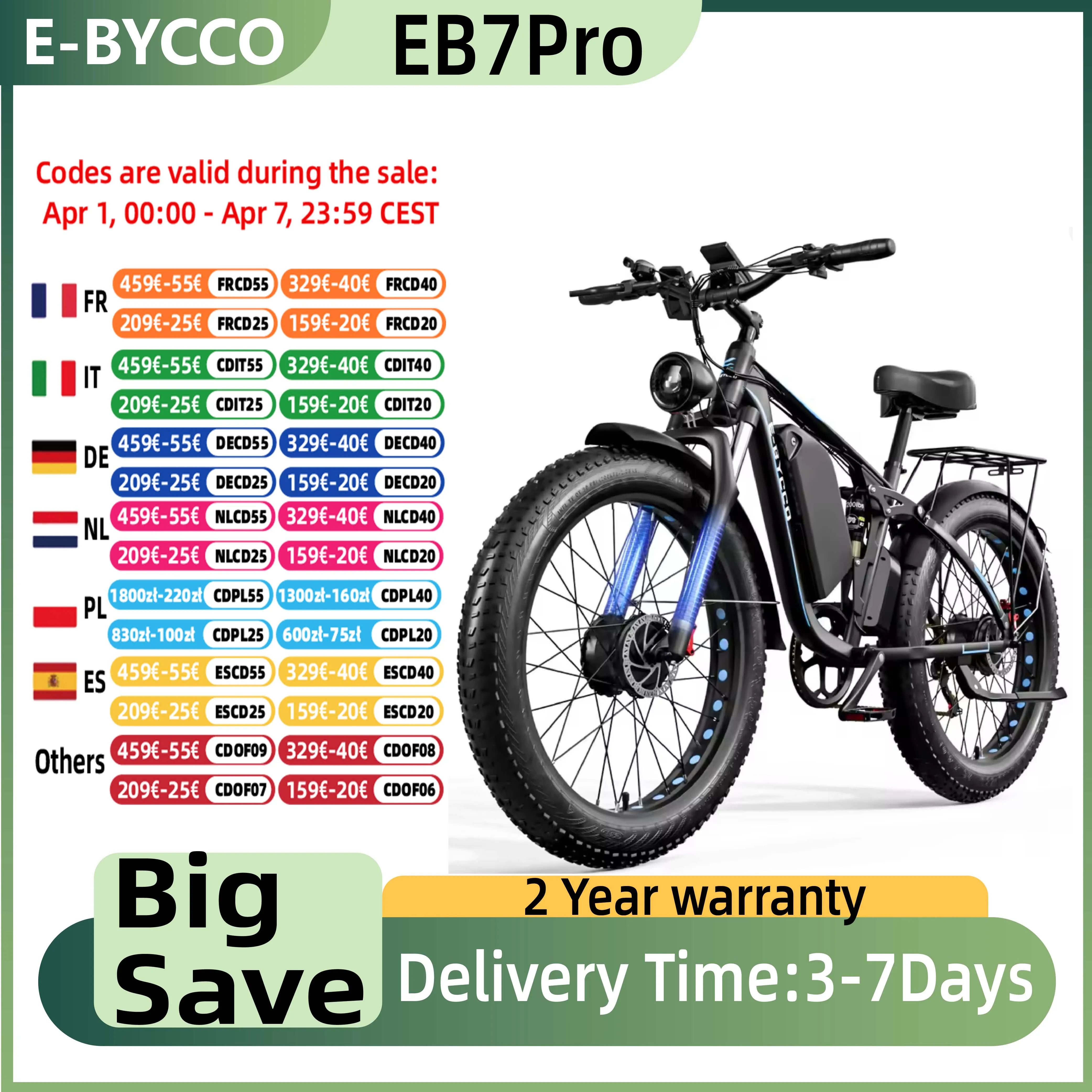E-BYCCO EB7Pro Elektrofahrrad 2000W Motor 52V23AH herausnehmbarer Akku …