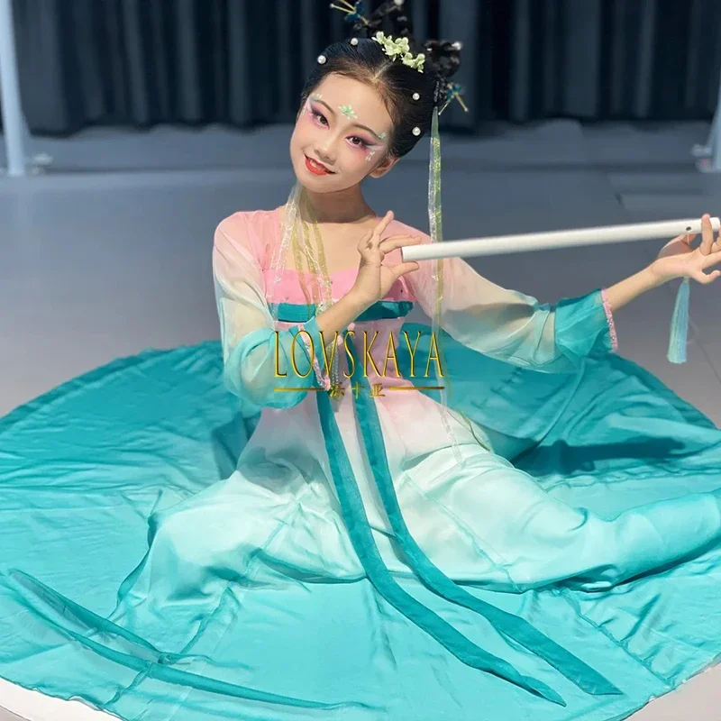 

Children classical dance performance attire elegant Chinese style girls ancient style Hanfu children practice performance