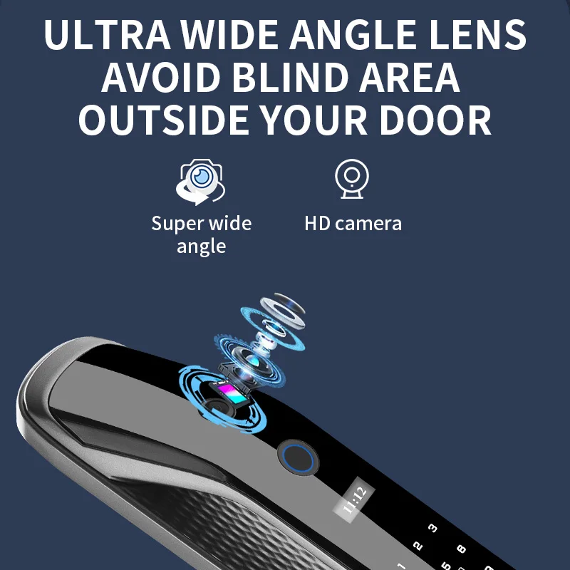 Tuya Smart Door Lock Camera Monitor Intelligent Fingerprint Password Biometric Electronic Key IC APP Unlock