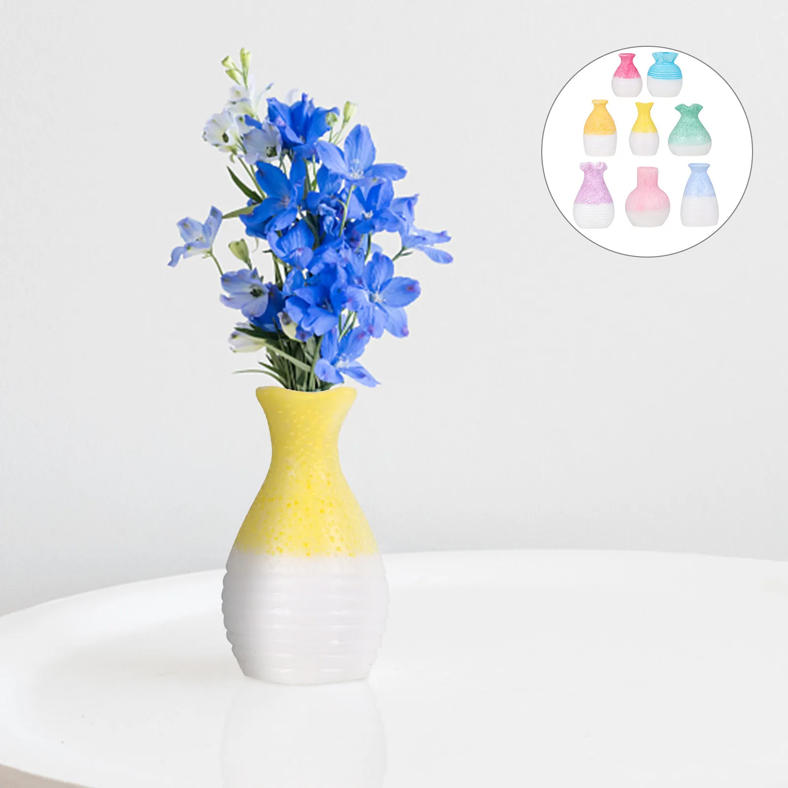 

8Pcs Mini Resin Flower Vase Simulation Craft Home Desktop Decoration Micro Landscape Ornament Resin Flower Vase