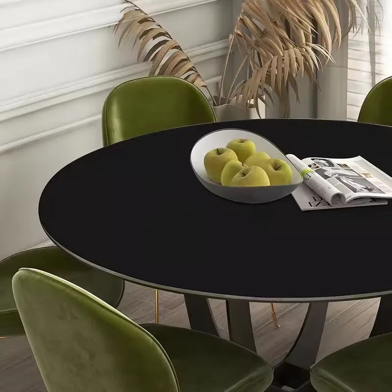 Solid Color Leather Round Tablecloth Waterproof Oilproof Heat-Resistant Table Mat Odorless Party Wedding Table Deco Cover Pad