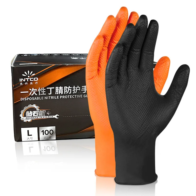 

Thick Nitrile Gloves 30 PCS Industrial Disposable Gloves with Diamond Textured Latex Free Heavy Duty Mechanic Auto Repair Gloves