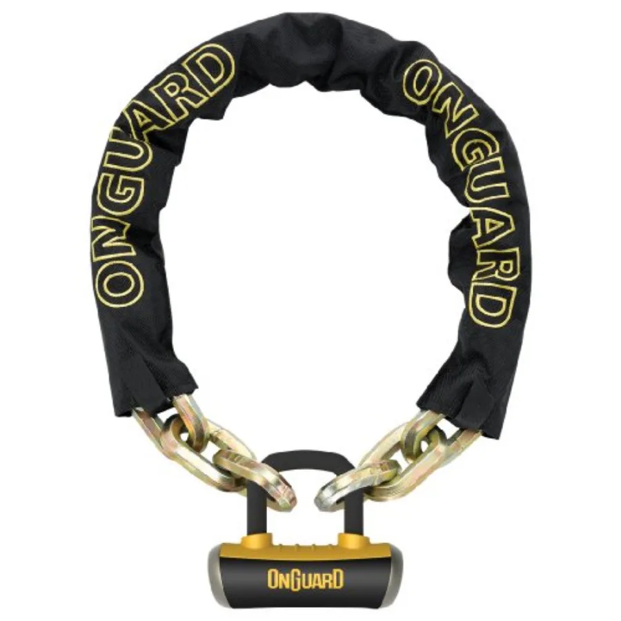 Onguard Beast Chain Lock with X4 Padlock Steel Black Durable Security Chain for Bikes and Gear