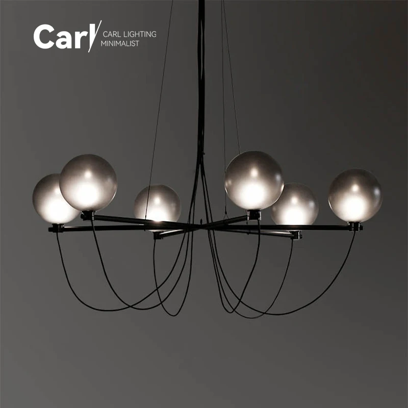 Nordic modern simple creative glass chandelier designer suitable for living room villa bedroom ceiling advanced LED lamps