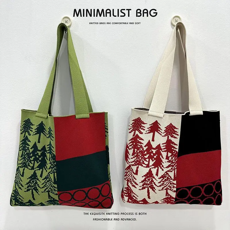 

Трансграничная новая вязаная большая сумка Sle Color Blo, большая вместительная сумка через плечо, женская сумка из мягкого полиэстера