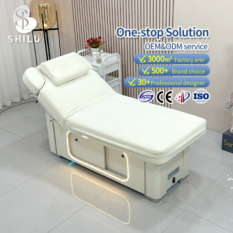 Electric Graphene Heating Synthetic Leather Modern Hotel Facial Aesthetics Bed Salon 2 Motors Gym Living Room Use Comfortable