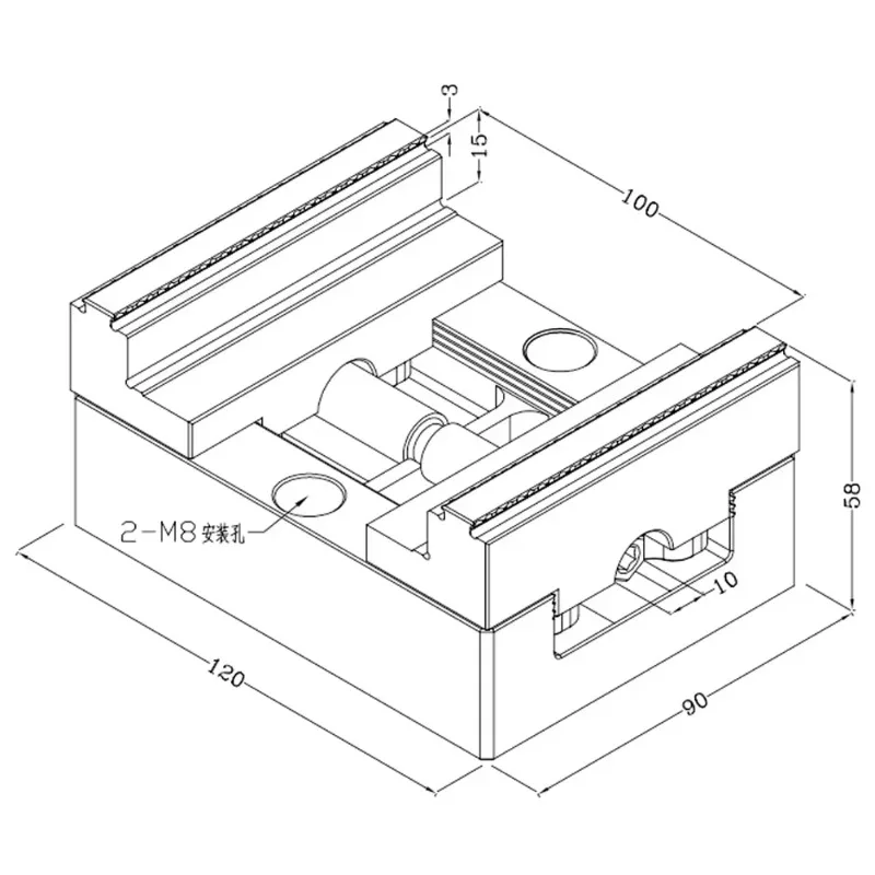 Precision workpiece width 100mm steel self-centering numerical control vice