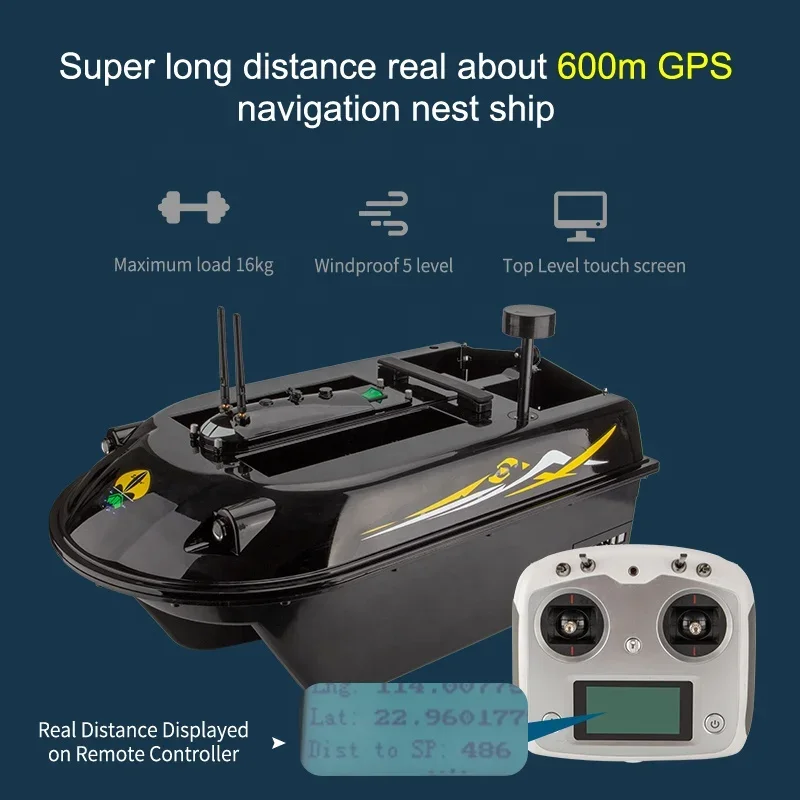 Navigation automatique GPS pour pêche en mer, 8 points d'alimentation, mémoire, capacité de charge de 8kg, 500m, gros quez, télécommande, bateau à appâts pour poisson