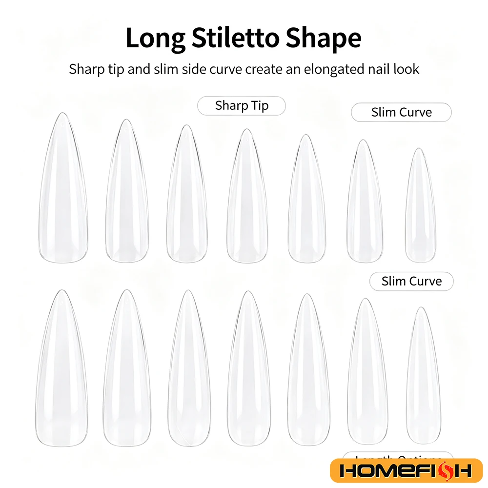 120/240 Stück XL Stiletto Gel X Nagelspitzen, transparente künstliche Nägel, extra lange Stiletto-Nägel, vollständige Abdeckung, Werkzeug zur künstlichen Nagelverlängerung – Detail 4