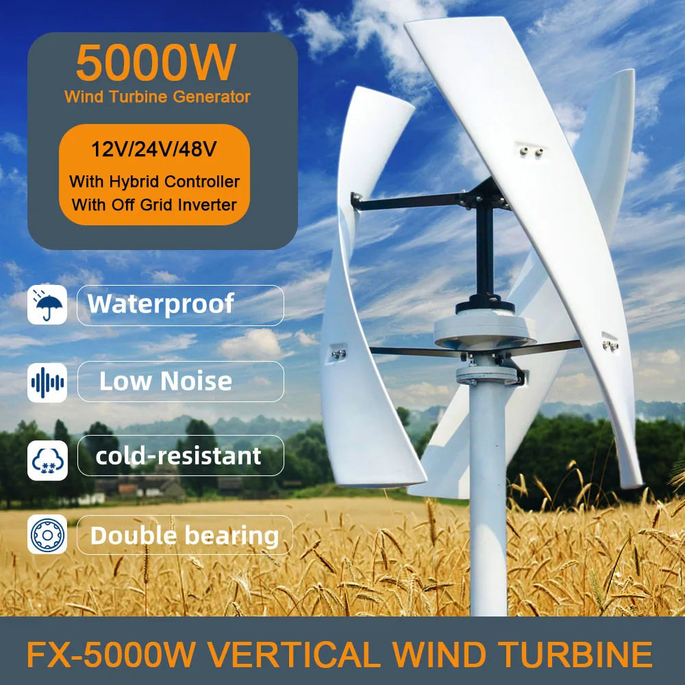 

5000W Wind Turbine Generator 12V 24V 48V Power Magnetic Dynamo With Controller Off Grid Inverter System For Homeuse