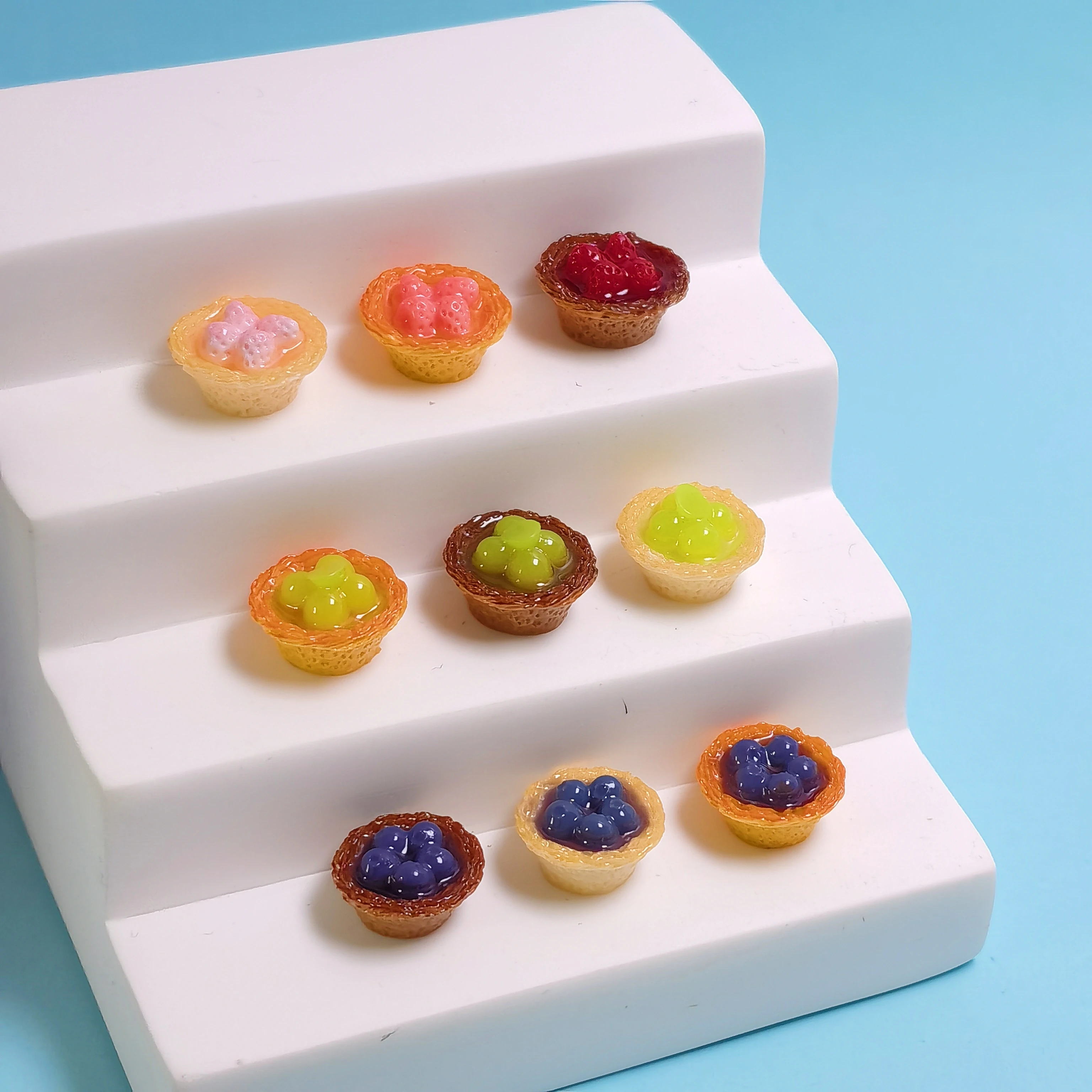 Cute Mini Fruit Strawberry Blueberry Egg Tart DIY Dollhouse Toys Ornaments