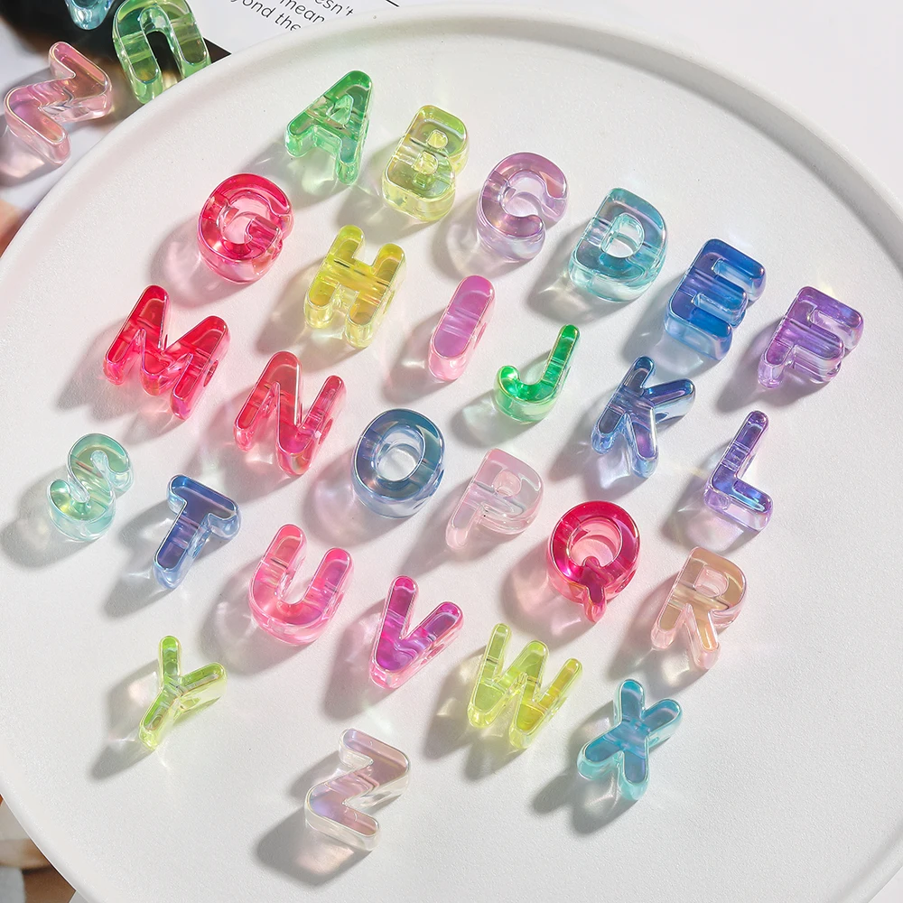 5Pcs Mixed Color Clear Acrylic Letter Beads Loose Beads For Jewelry Making DIY Keychain Phone Chain Bracelets Jewelry Accessorie