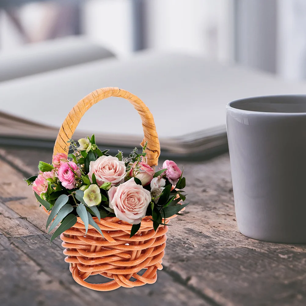 

20Pcs Woven Mini Small Handheld Flower Baskets Rustic Storage Basket Bulk for Desktop Wedding Party Home Decor