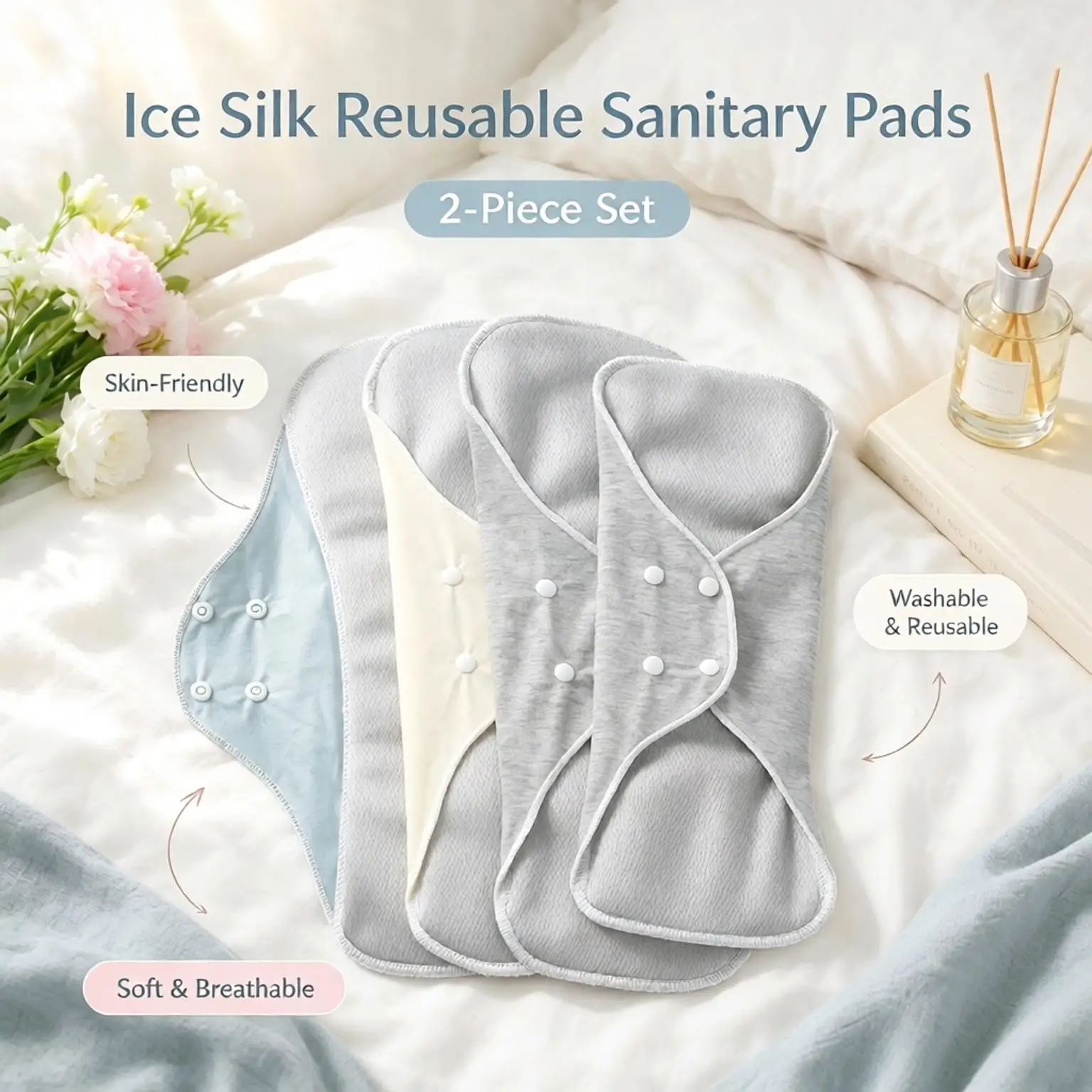 Reusable Washable Cloth Sanitary Pads Soft Breathable Leakproof Waterproof High Flow Women Postpartum Menstrual Daily Care Pads