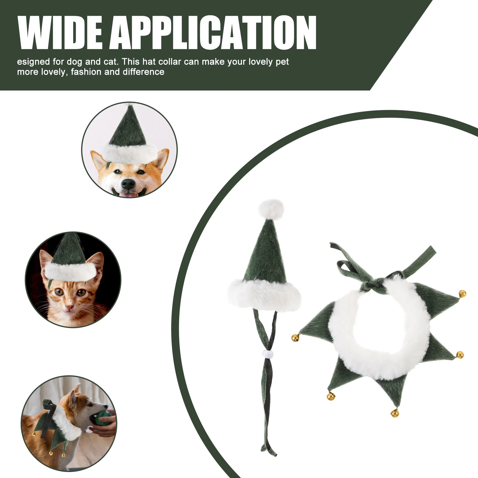 

1Set Christmas Pet Saliva Bib Bandana Comfortable Polyester Breathable Bell Hat Collar Cozy Dog Cat Holiday Pet Hat Accessories