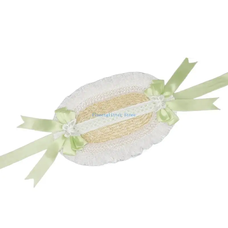 652B สไตล์ฝรั่งเศสสไตล์ Bonnet หมวกลูกไม้ Bowknot ปรับหมวกปานามาสำหรับโอกาสพิเศษ Roleplay อะนิเมะ Headwear