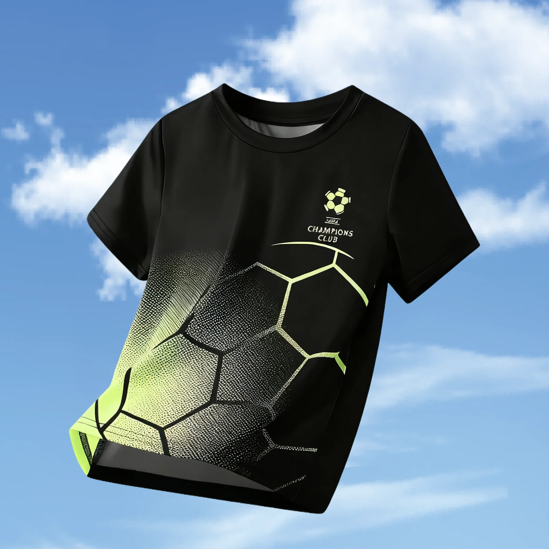 Summer adult T-shirt for outdoor football sportswear, men's casual sports football training top, geometric pattern 3 print