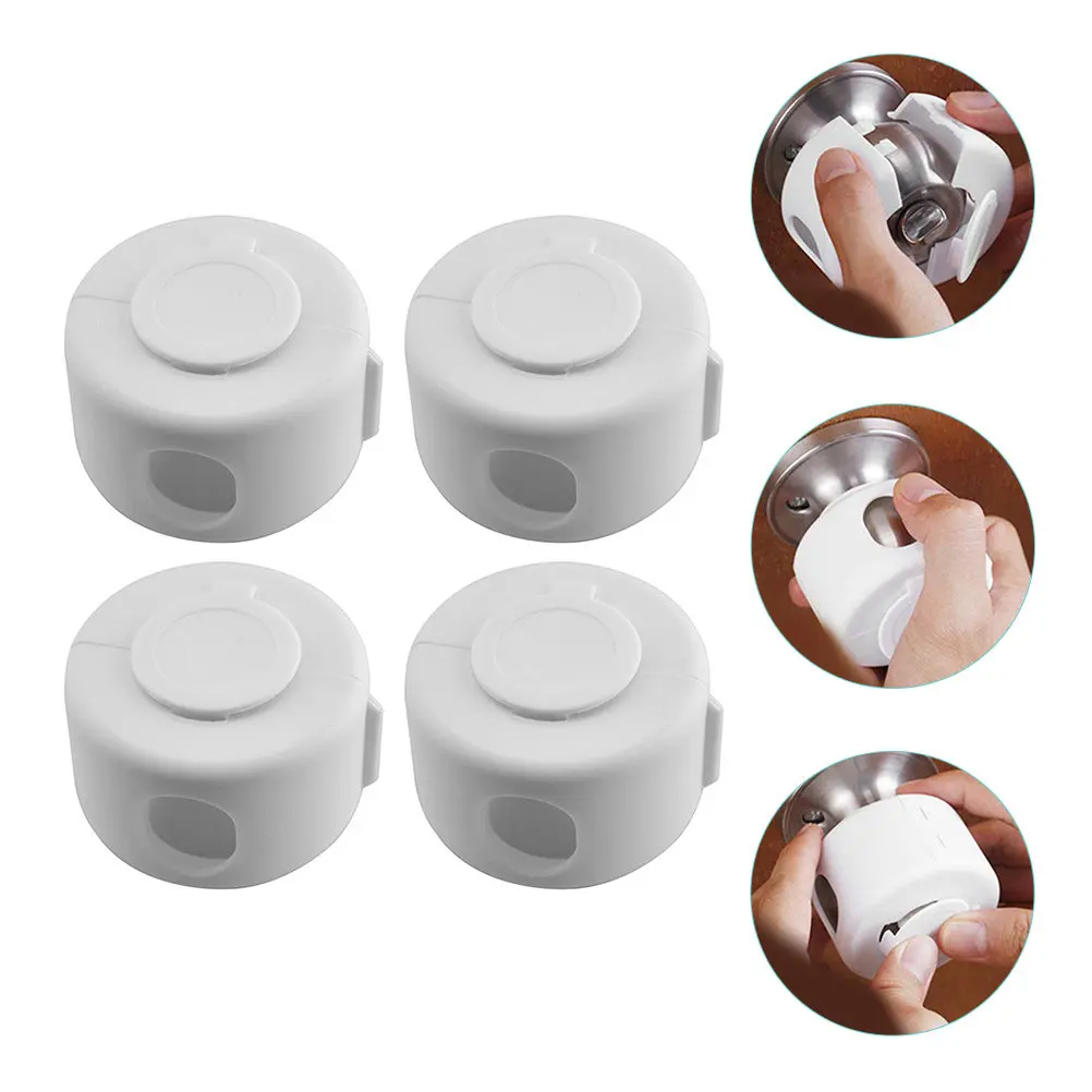 

4Pcs Child Safety Door Knob Cover Universal Fit Spherical Doorknob Protector Prevents Accidental Locking Baby Proof Home