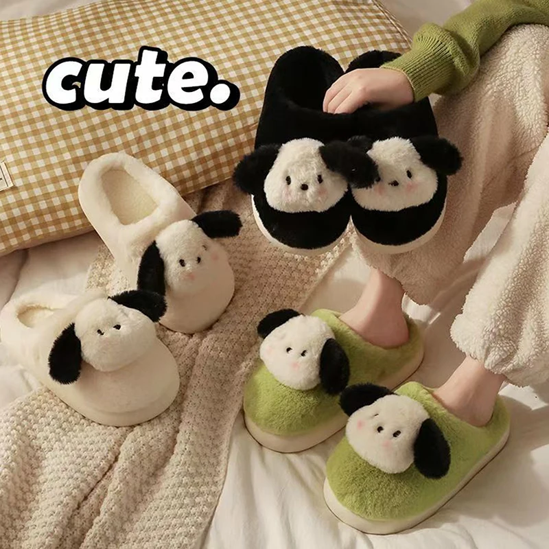 Sanrio Lovely Slippers Women New Light Couple Cute Indoor Floor House Shoes Pochacco Shoe Cartoon Home Cozy Soft Cotton Slippers