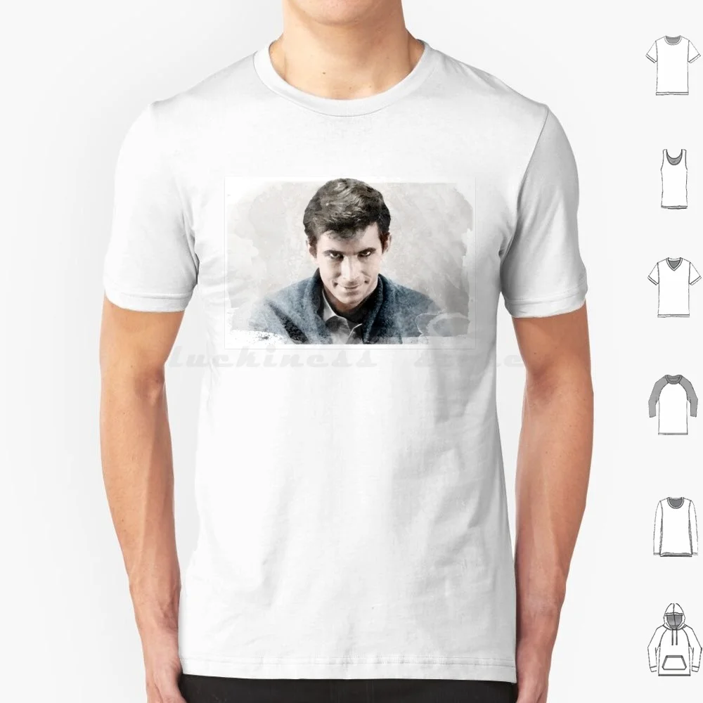 Psycho Norman Bates Watercolor T Shirt Big Size 100% Cotton Alfredhitchcock Norman Bates Psycho Movie Film Alfred Hitchcock