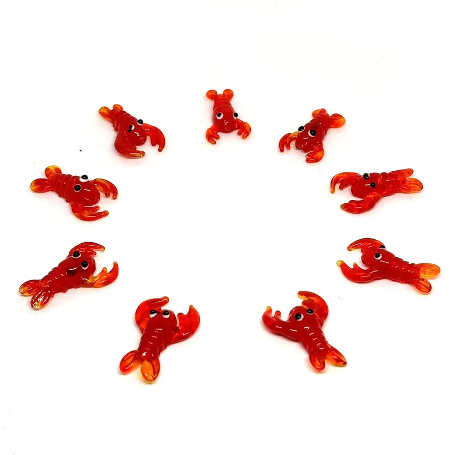 2pcs Small Crab Lobster Glass Beads Hand Perforated Spacer Beads for Jewelry Making DIY Bracelet Pendant Earrings Necklace